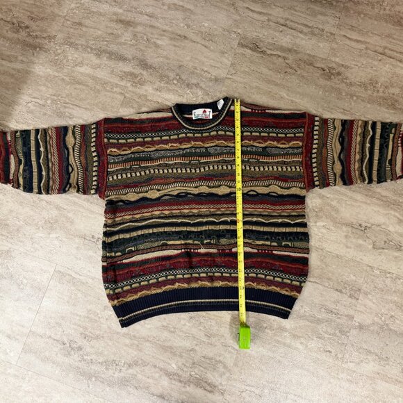 VTG Florence Tricot Sweater Mens XL 3D Knit Colorful Textured Coogi Style - Picture 8 of 10